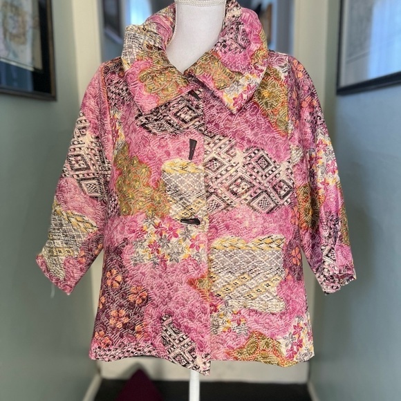 IC COLLECTION Jackets & Blazers - I.C.Collection Women Medium Shimmery Multicolor Swing Jacket Wired Collar